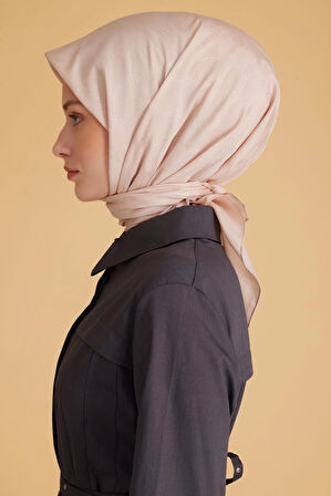Belli Fresh Monogram Jakarlı Eşarp 2-73 Pudra Monogram Desenli