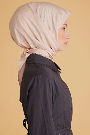 Belli Fresh Monogram Jakarlı Eşarp 2-73 Pudra Monogram Desenli