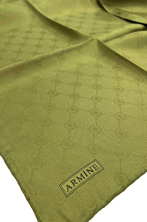 JAKARLI İPEK EŞARP 2000 (J) - MONOGRAM DESENLİ - 245358  HAKİ