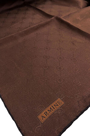 JAKARLI İPEK EŞARP 2000 (J) - MONOGRAM DESENLİ - 732  ACI KAHVE