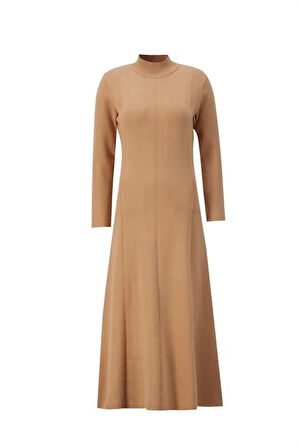 Armine Uzun Kol Triko Elbise 24KD4217 Bisküvi