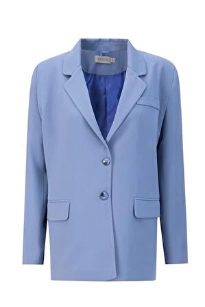 Armine İki Düğmeli Blazer Ceket 24KH5731 Gri Mavi