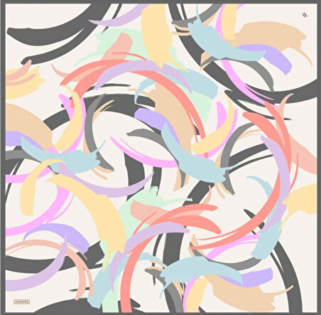 Armine Sura İpek Eşarp 9328-84 Beyaz Karışık Desen 