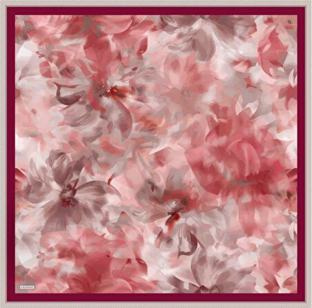 Armine Sura İpek Eşarp 9310-85 Kırmızı Karışık Desen 