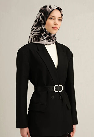 Armine Sura İpek Eşarp 9320-32 Siyah Karışık Desen 