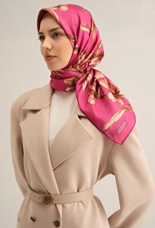 Armine Sura İpek Eşarp 9324-55 Pembe Karışık Desen 