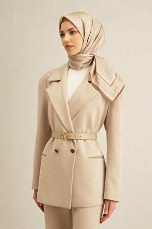 Desenli Saf Ipek Twill Eşarp 9301- 36