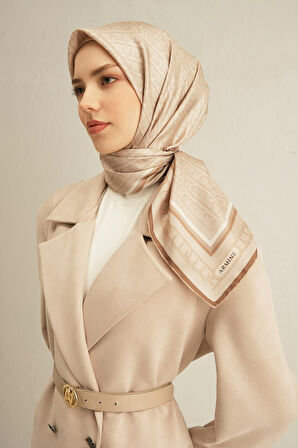 Desenli Saf Ipek Twill Eşarp 9301- 36