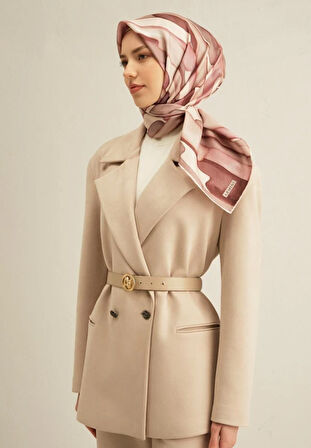 Armine Tivil İpek Eşarp 9306-33 Pembe Karışık Desen 