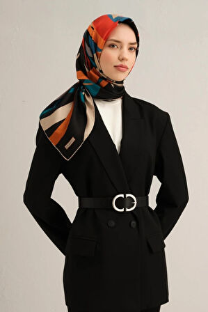 Armine Tivil İpek Eşarp 9328-52 Siyah Karışık Desen 