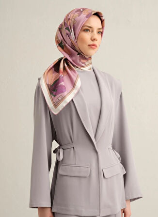 Armine Tivil İpek Eşarp 9312-58 Pembe Karışık Desen 