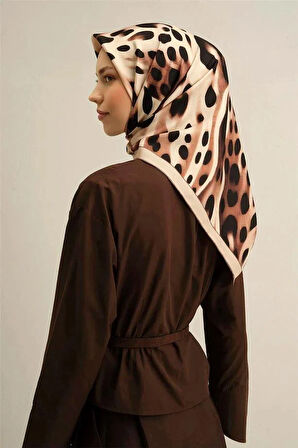 Armine Siyah Kestane Leopar Desen Saf İpek Tivil Dokuma Eşarp-E25YA9320D02-31-KVS0676