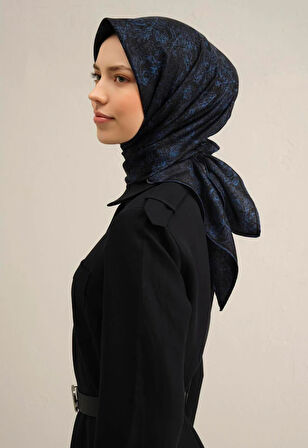 Armine Tivil İpek Eşarp 9311-10 Lacivert Karışık Desen 