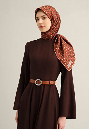 Armine Tivil İpek Eşarp 9321-84 Kırmızı Karışık Desen 