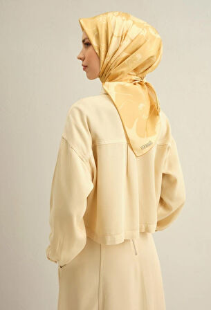 Armine Sura İpek Eşarp 9344-33 Sarı Karışık Desen 