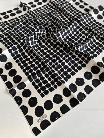 Armine Tivil İpek Eşarp 9354-80 Beyaz Karışık Desen 