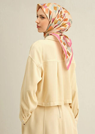 Armine Tivil İpek Eşarp 9341-33 Krem Karışık Desen 