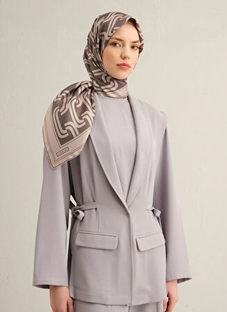 Armine Tivil İpek Eşarp 9343-02 Gri Karışık Desen 