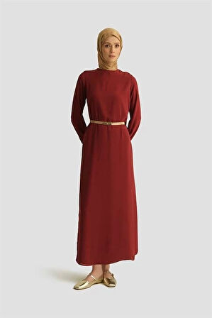 Armine İp Kemerli Elbise 25YT927 Bordo