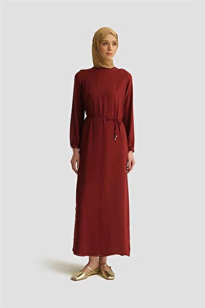 Armine İp Kemerli Elbise 25YT927 Bordo