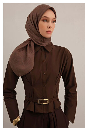 Armine Lyocell Eşarp 3-11 Kahverengi Desenli 47353