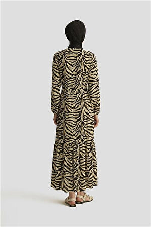 Armine Trend Elbise 25YT928 Siyah - Beyaz