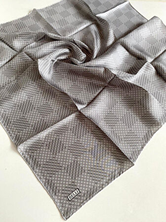 Belli Tivil İpek Eşarp 4104-60 Gri Karışık Desen 