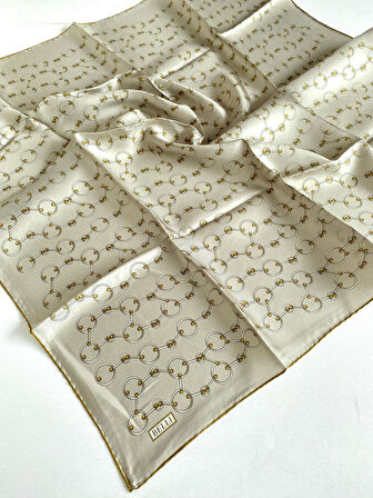 Belli Tivil İpek Eşarp 4109-02 Vizon Karışık Desen 