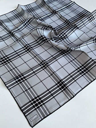 Belli Tivil İpek Eşarp 4122-03 Gri Karışık Desen 