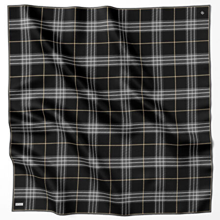 Belli Tivil İpek Eşarp 4122-81 Siyah Karışık Desen 