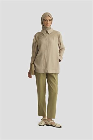 Armine File Detaylı Tunik 25YD4228-1 Bej