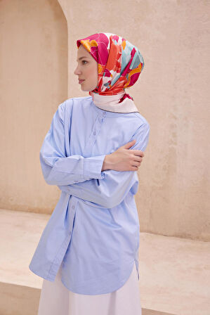 Belli Tivil Saf İpek Eşarp 4127-09 Kırmızı Karışık Desen