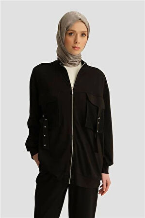 Armine File Detaylı Ceket 25YD4237-1 Siyah