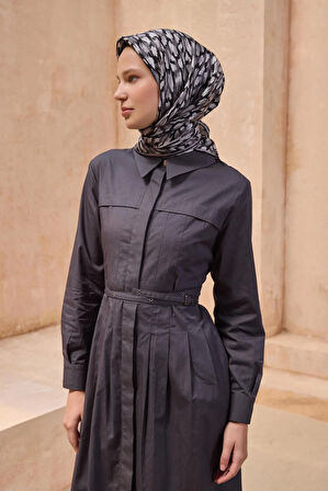 Belli Tivil Saf İpek Eşarp 4103-84 Siyah Karışık Desen 