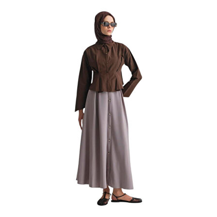 Kadın Düğme Detaylı Kloş Etek 25YT113