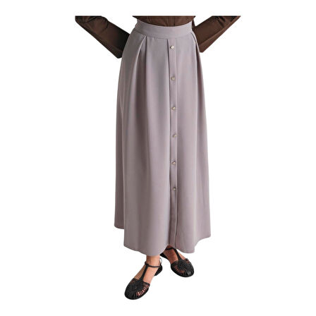 Kadın Düğme Detaylı Kloş Etek 25YT113