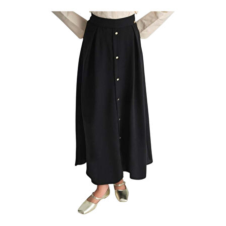 Kadın Düğme Detaylı Kloş Etek 25YT113