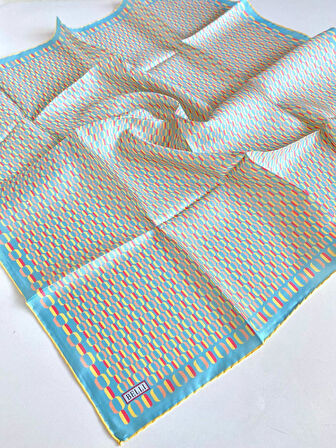 Belli Tivil İpek Eşarp 4124-52 Su Yeşili Karışık Desen 