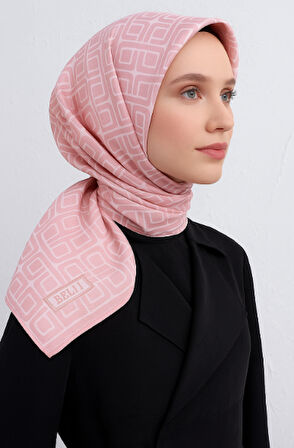 Belli Tivil Saf İpek Eşarp 4118 - 01 Soft Pembe Soyut Desen