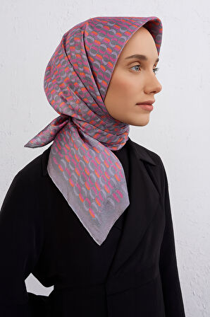 Belli Tivil Saf İpek Eşarp 4124 - 32 Gri Karışık Desen