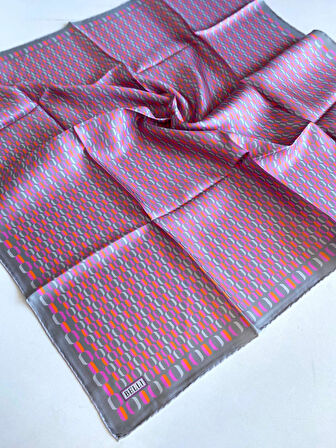 Belli Tivil Saf İpek Eşarp 4124 - 32 Gri Karışık Desen