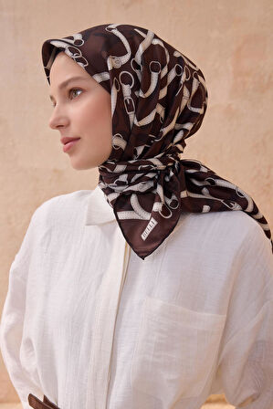 Belli Tivil Saf İpek Eşarp 4125-86 Bordo Karışık Desen