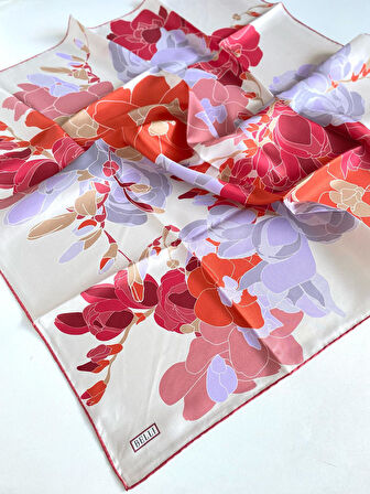 Belli Tivil İpek Eşarp 4127-83 Krem Karışık Desen 