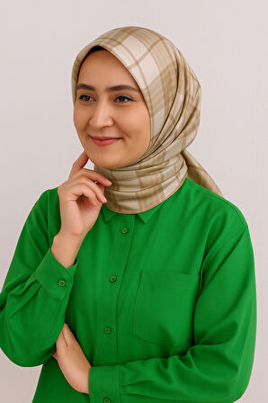 Belli Tivil İpek Eşarp 4122-01 Krem Karışık Desen 