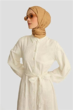 Armine Elbise 25YD4252 Beyaz