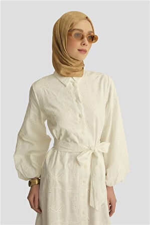 Armine Elbise 25YD4252 Beyaz