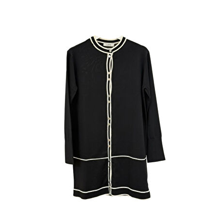 Kadın Çizgi Detay Düğmeli Hırka