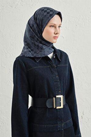 İpek Pamuk Dama Eşarp - 4464