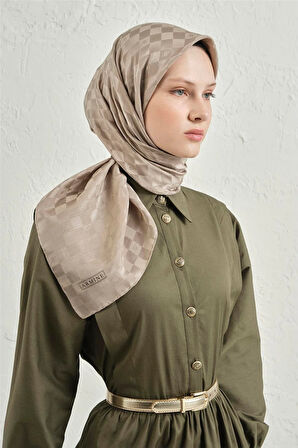 İpek Pamuk Dama Eşarp - 4464