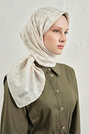 İpek Pamuk Dama Eşarp - 4464